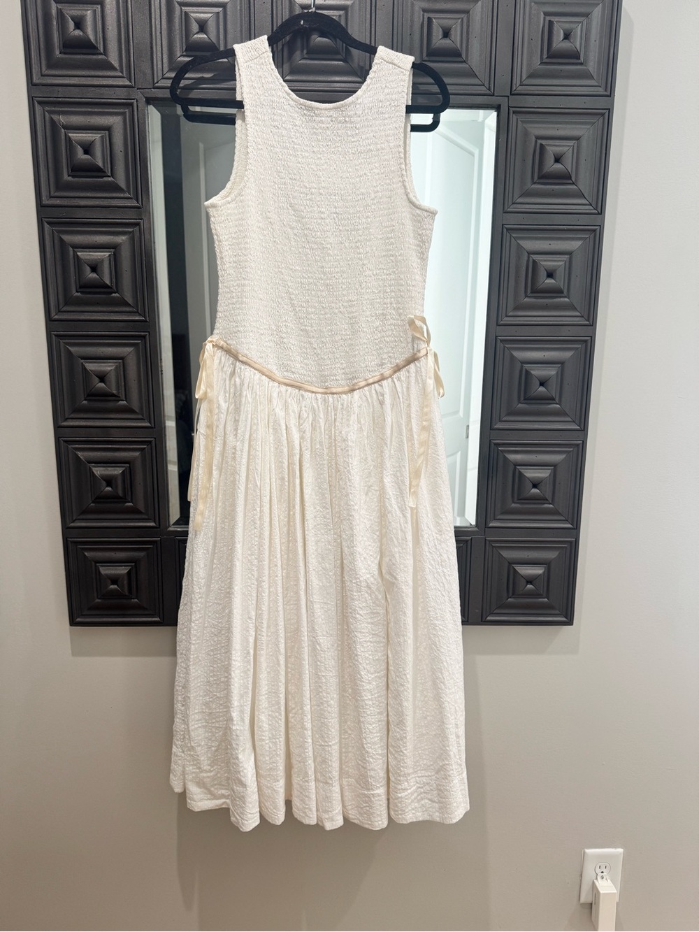 Free People Ivory Textured Sleeveless Midi Dress